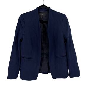 J. Crew Blazer Womens Small Navy Blue Going-Out Stretch Twill Lined Open Front